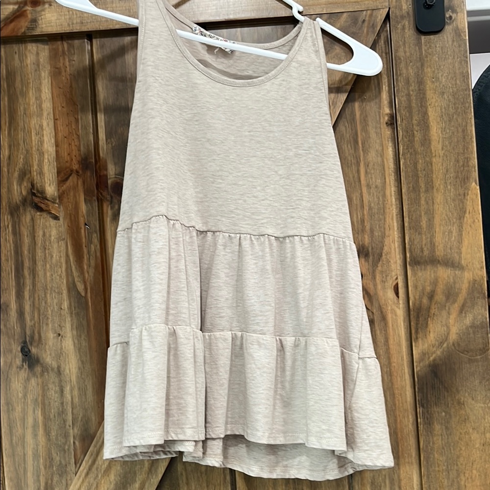 Pink Republic Beige Sleeveless Tiered Top